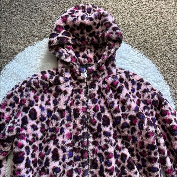 UGG Mandy Leopard Faux Fur Coat Jacket Hooded Pink Womens Size Medium - Picture 7 of 10